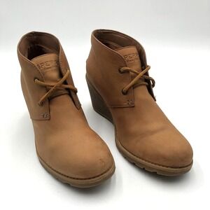 Sperry Wedge Booties Women's Size 7.5 M Brown Harlow Burnished Leather‎